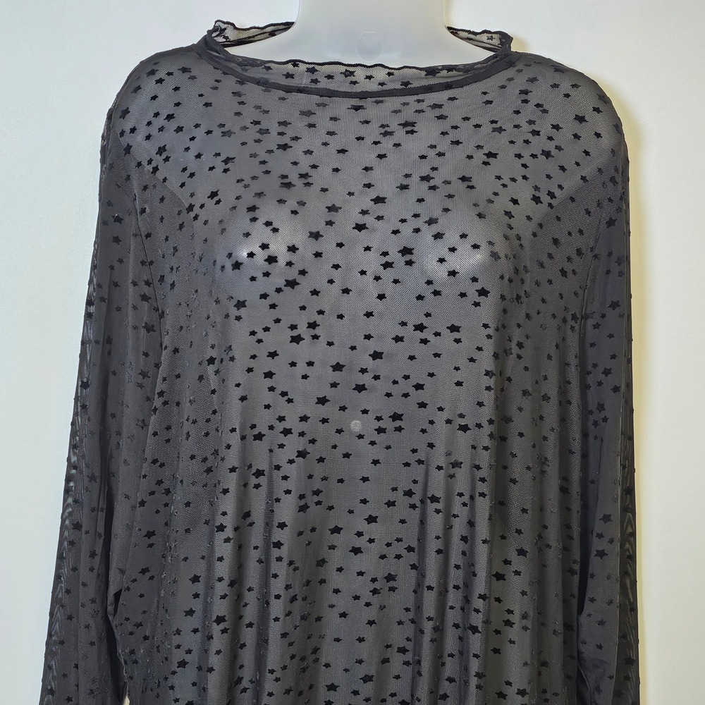 Torrid Black Mesh Sheer Dress 3X Star Celestial Whimsigoth Witchy Emo Alt Grunge - Picture 10 of 10